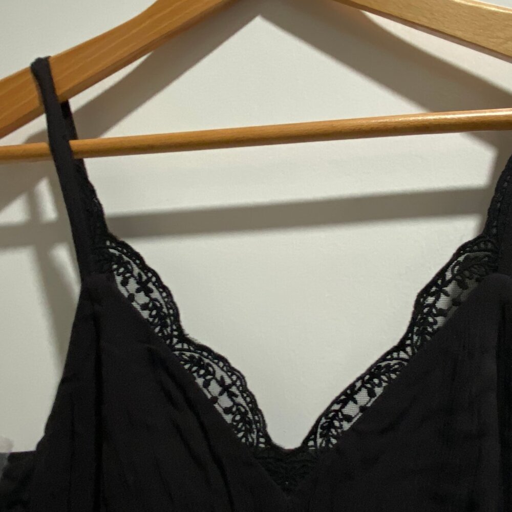 Y2K Babydoll Fairy Whimsigoth Crinkled Lace Romantic Scallop Trim Camisole Top 2 - Picture 3 of 10